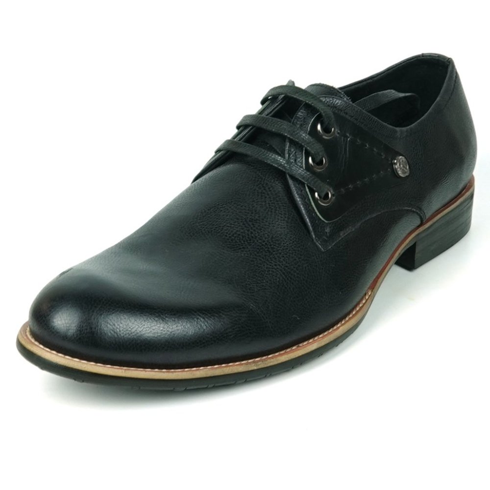 Encore by Fiesso FI-9052 Black Leather Lace up Shoes